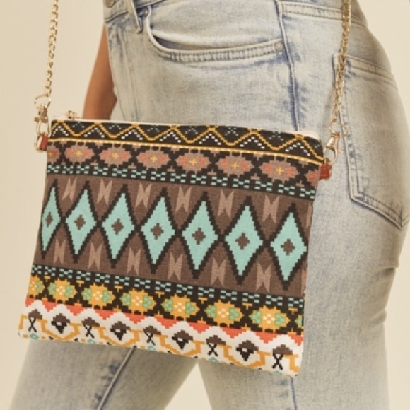 ✌🏼 #2480 Fashionably Cute Aztec Vibes Crossbody Purse - Picture 7 of 14